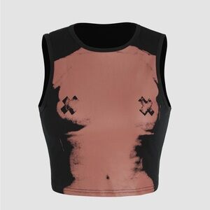 Cider Black & Dusty Rose Graphic Crop Tank